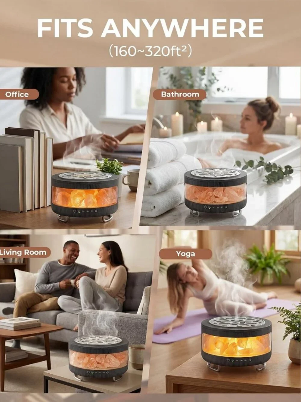 Essential Oil Diffuser & Himalayan Salt Lamp Combo - Aromatherapy Home Decor